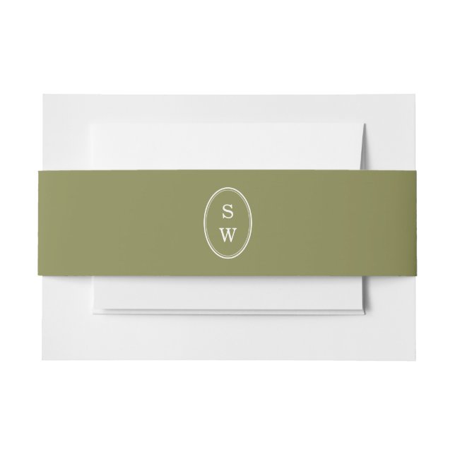 Bandeau De Faire-part Olive Green Monogram Wedding Belly Band (Devant Example)