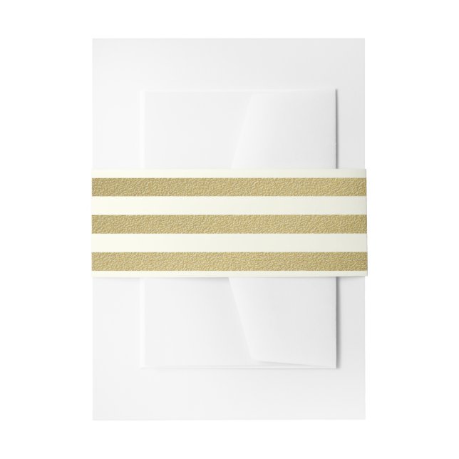 Bandeau De Faire-part Or et rayure audacieuse ene ivoire (Devant example)