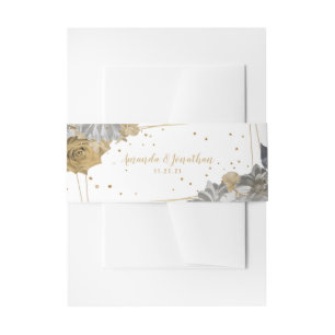 Bandeau De Faire-part Or lux floral 
