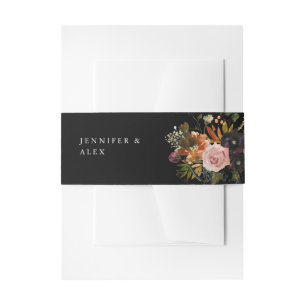 Bandeau De Faire-part Or rustique, violet et rose vif Floral 4 v2 Noir