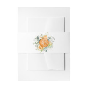 Bandeau De Faire-part Orange Floral Initiales Mariage romantique