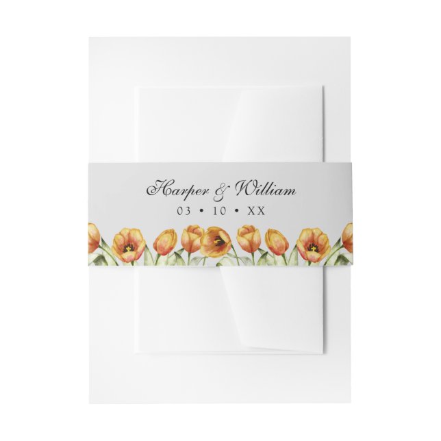 Bandeau De Faire-part Orange tulipes faire-part de mariage ceinture (Devant example)