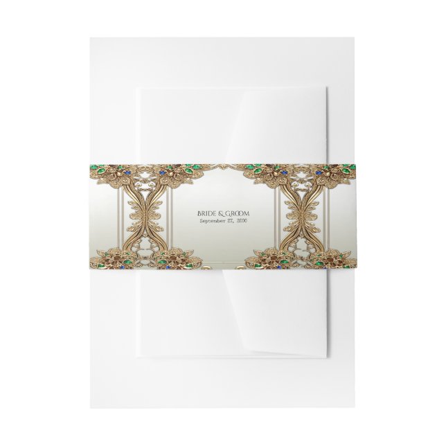 Bandeau De Faire-part Ornat Or Élégant (Devant example)