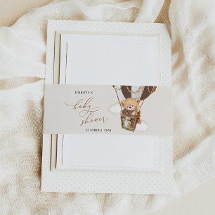 Bandeau De Faire-part Ours en peluche, Ballon Brown à air chaud, Baby sh