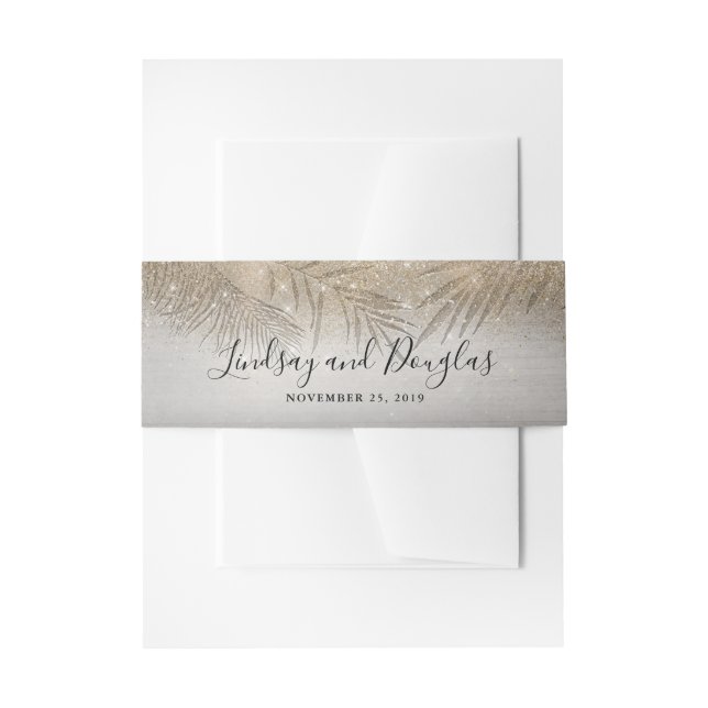 Bandeau De Faire-part Palm Tree Feuilles et Gold Parties scintillant Bea (Devant example)