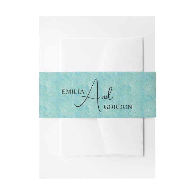 Bandeau De Faire-part Palme tropicale bleu clair motif feuille (Devant example)
