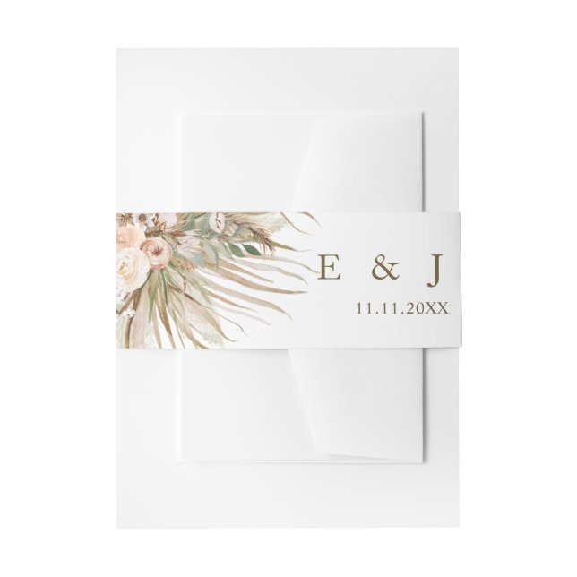 Bandeau De Faire-part Pampas Bohème Grass Tons Terme Mariage Floral (Devant example)