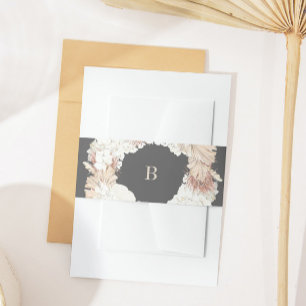 Bandeau De Faire-part Pampas de charbon de bois Mariage de monogramme gr