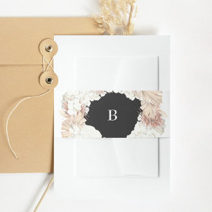 Bandeau De Faire-part Pampas Wreath Moderne Blanc Élégant Monogramme Sim