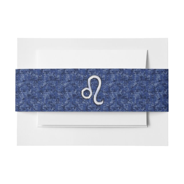 Bandeau De Faire-part Panneau Leo Zodiac sur Camouflage numérique bleu (Devant Example)