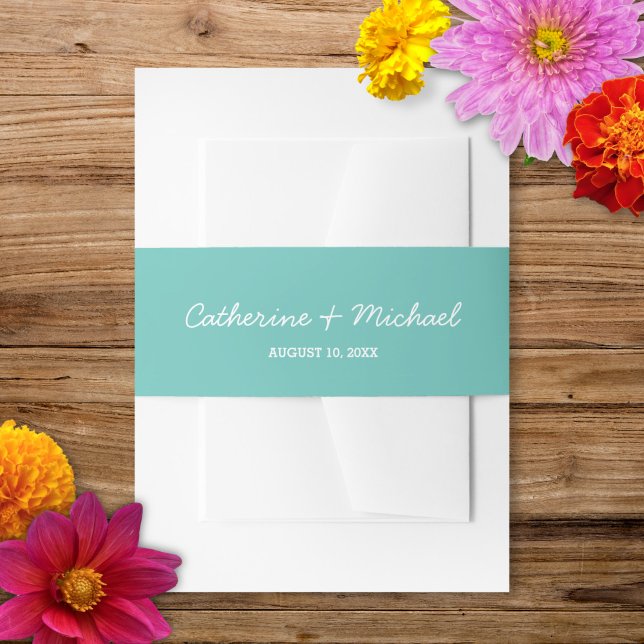 Bandeau De Faire-part Papel Picado Aqua | Invitation Belly Band (Créateur téléchargé)