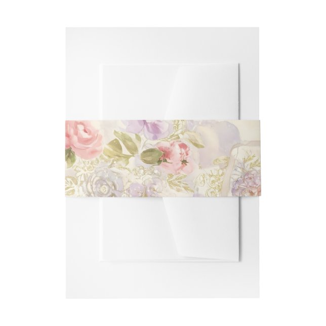 Bandeau De Faire-part Papier d'enveloppement floral à aquarelle romantiq (Devant example)