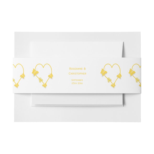 Bandeau De Faire-part Papillon jaune Mariage de conception cardiaque (Devant Example)