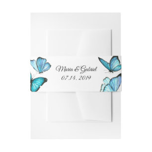 Bandeau De Faire-part Papillons bleus d'aquarelle épousant la bande de