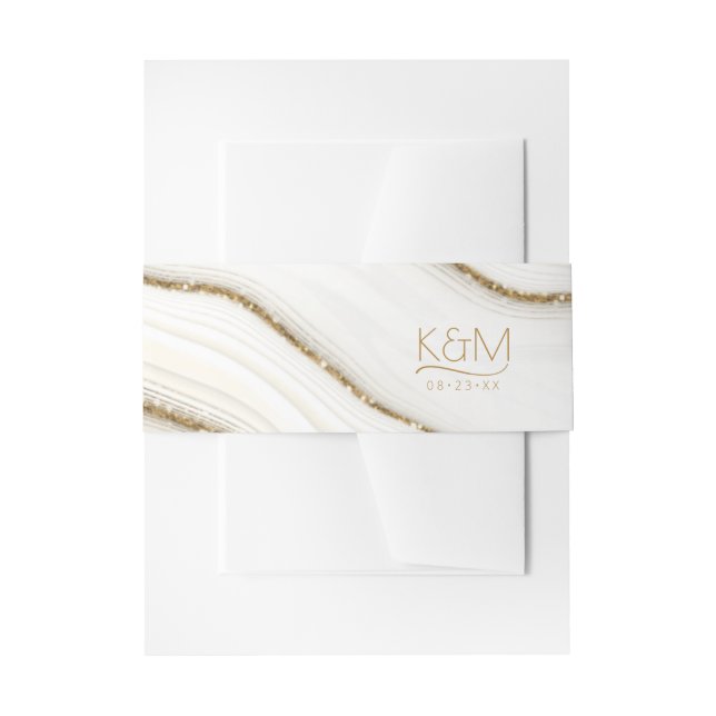 Bandeau De Faire-part Parties scintillant Abstraite Strata Mariage ivoir (Devant example)