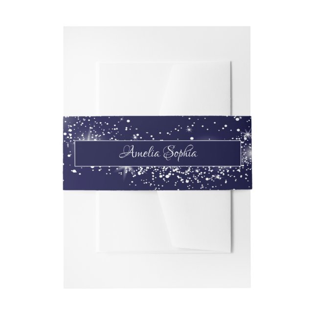 Bandeau De Faire-part Parties scintillant bleue de la Marine (Devant example)