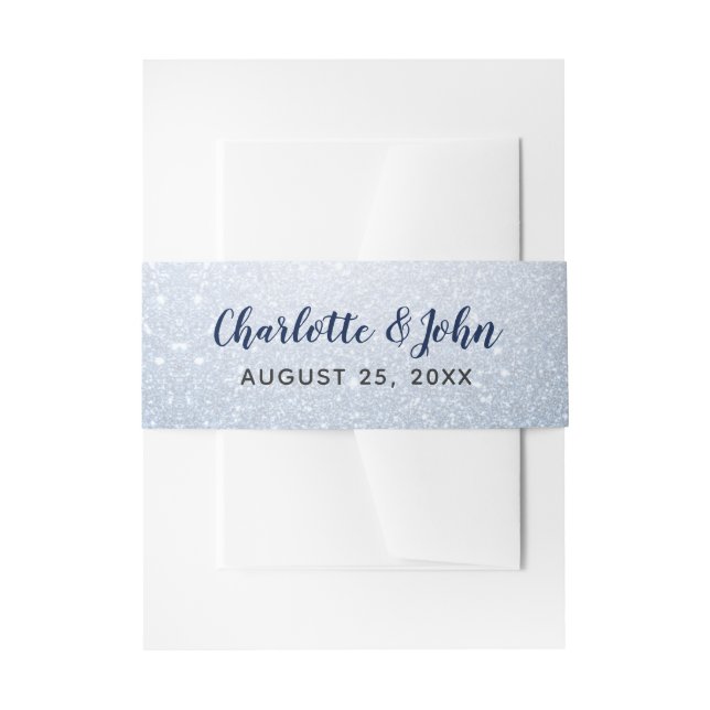 Bandeau De Faire-part Parties scintillant Blue Snowflakes hiver Mariage (Devant example)