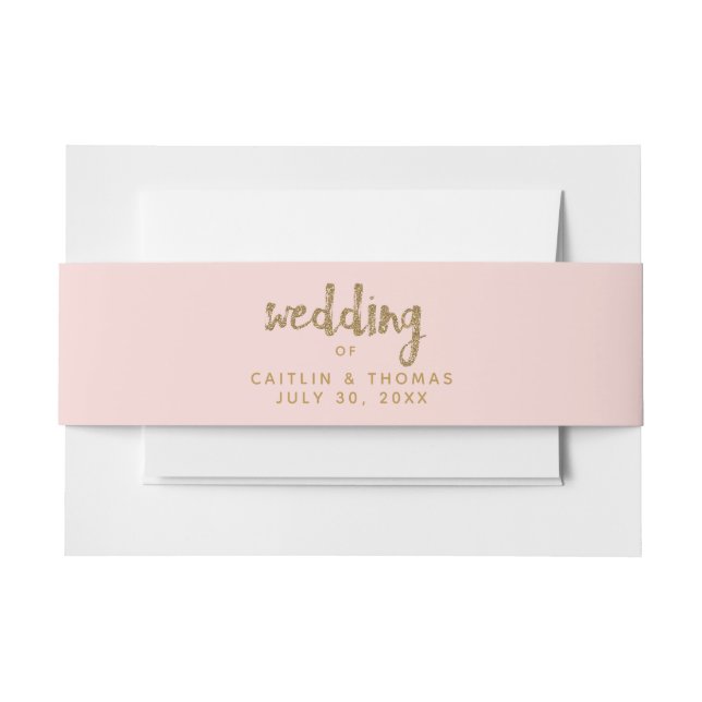 Bandeau De Faire-part Parties scintillant d'or Blush rose mariage person (Devant Example)