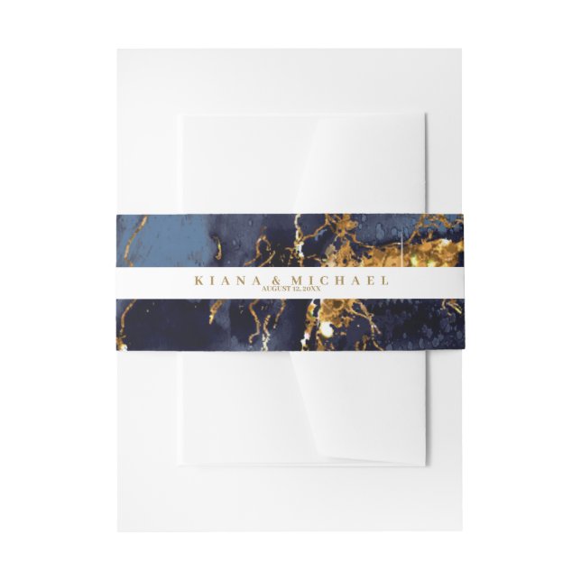 Bandeau De Faire-part Parties scintillant en marbre Mariage Marine Blue  (Devant example)