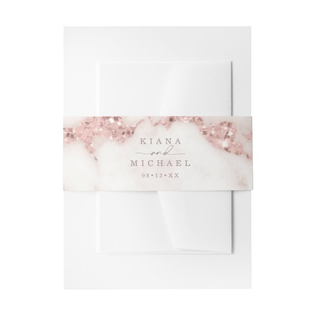 Bandeau De Faire-part Parties scintillant en marbre moderne Mariage Rose (Devant example)