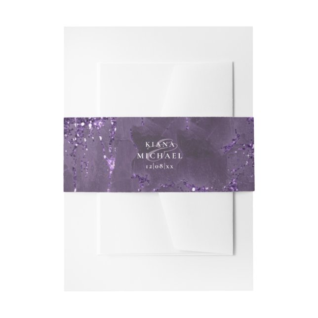 Bandeau De Faire-part Parties scintillant en pierre Mariage Violet ID647 (Devant example)