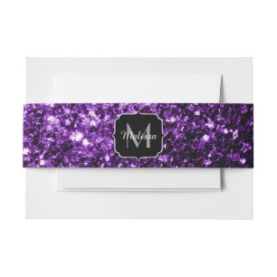 Bandeau De Faire-part Parties scintillant foncé violet faux brillant sci