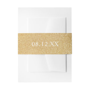 Bandeau De Faire-part Parties scintillant simple Gold Faux Glam Date Mar