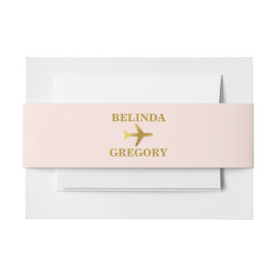 Bandeau De Faire-part Passeport Mariage Destination Monde Rose Or