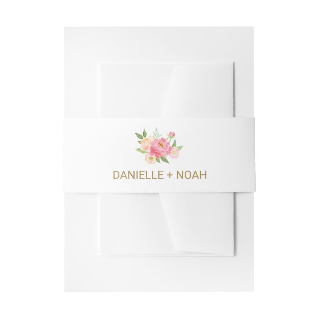 Bandeau De Faire-part Peach and Pink Peony Flowers Mariage Belly Band (Devant example)