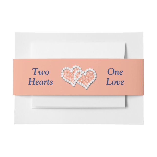 Bandeau De Faire-part Peach Hearts Faire-part de mariage Belly Band (Devant Example)
