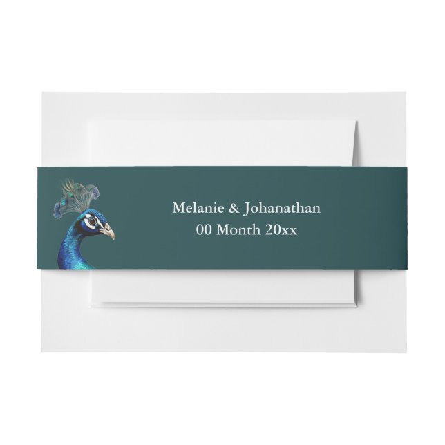 Bandeau De Faire-part Peacock tête bleu turquoise jardin extérieur maria (Devant Example)