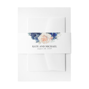 Bandeau De Faire-part Pêche Et Mariage Floral Bleu Marine