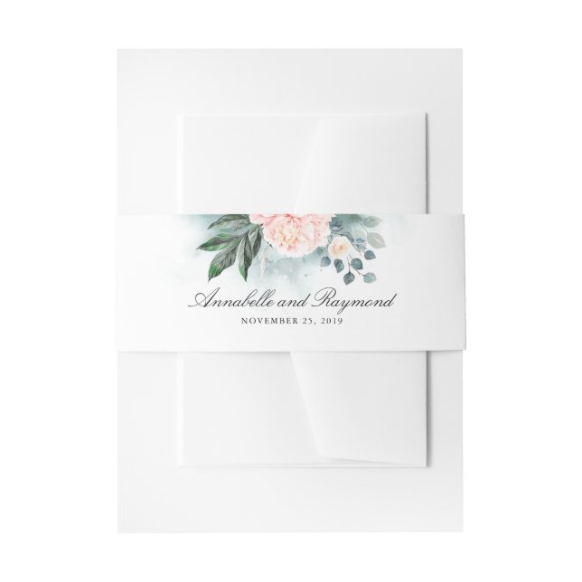Bandeau De Faire-part Peonies roses Élégant Mariage aquarelle (Devant example)