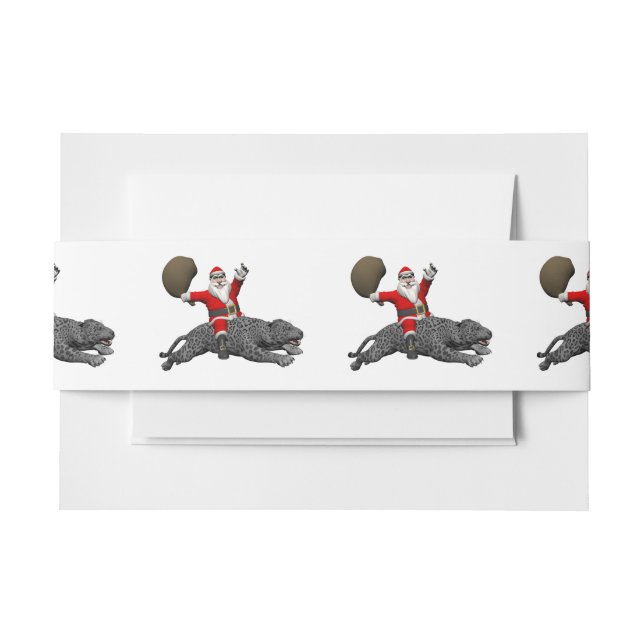 Bandeau De Faire-part Père Noël Monte Une Panthère Grise (Devant Example)