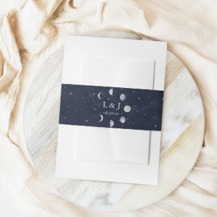 Bandeau De Faire-part Phases de la lune d'argent céleste Bande de ventre