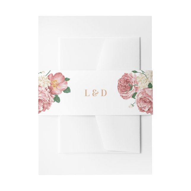 Bandeau De Faire-part Pies florales et Roses (Devant example)