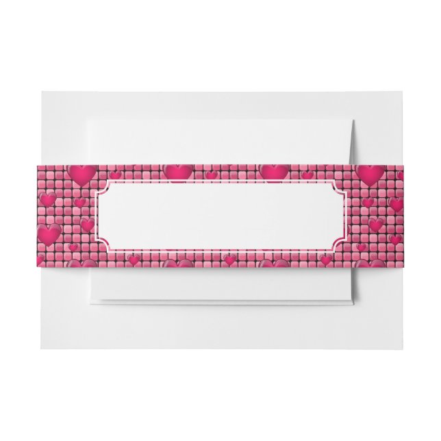 Bandeau De Faire-part Pile rose avec des coeurs (Devant Example)