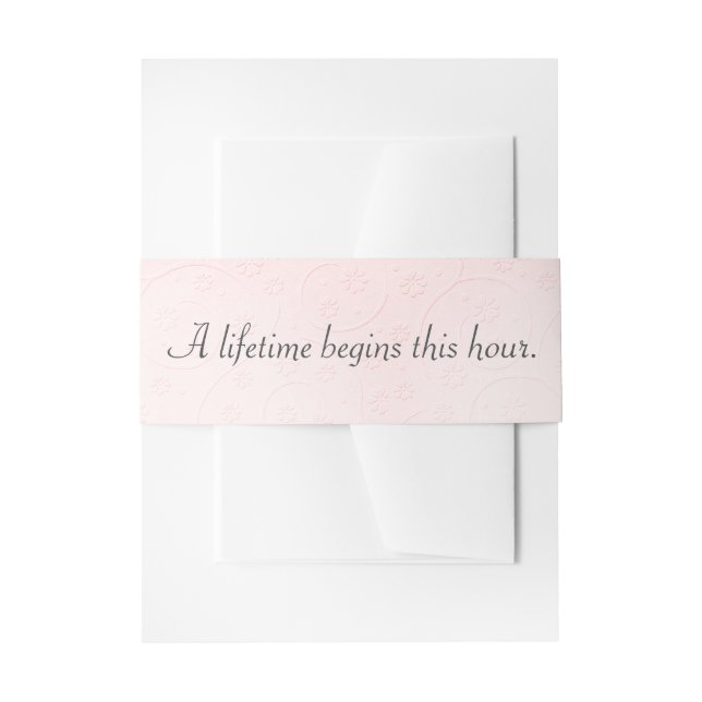 Bandeau De Faire-part Pink Embossé avec Mariage Citation Invitation Bell (Devant example)