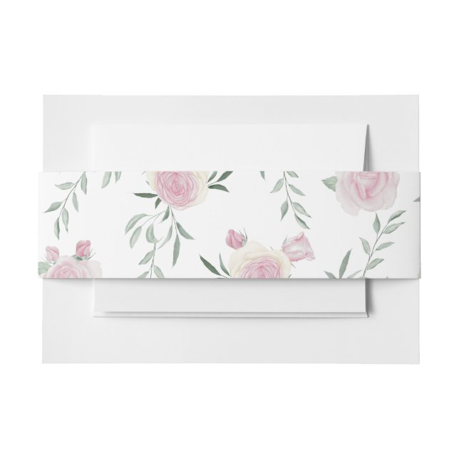 Bandeau De Faire-part Pink Rose and Greenery Pattern (Devant Example)