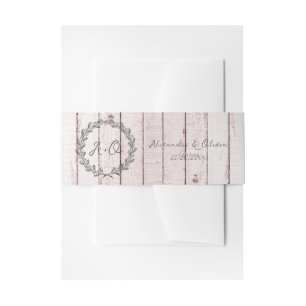 Bandeau De Faire-part Pink Rustic Monogram Invitation Bande de ventre