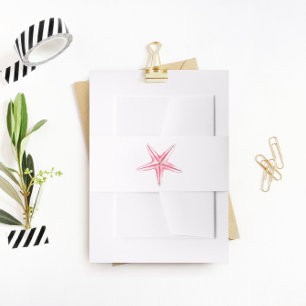 Bandeau De Faire-part Pink Starfish Belly Band, Mariage plage