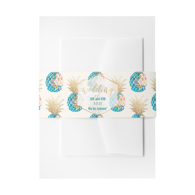 Bandeau De Faire-part PixDezines Aloha Aloha Hawaiian Ananas/Turquoise (Devant example)