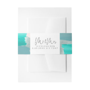 Bandeau De Faire-part PixDezines aquarelle Aqua Sage Mint Green Coral