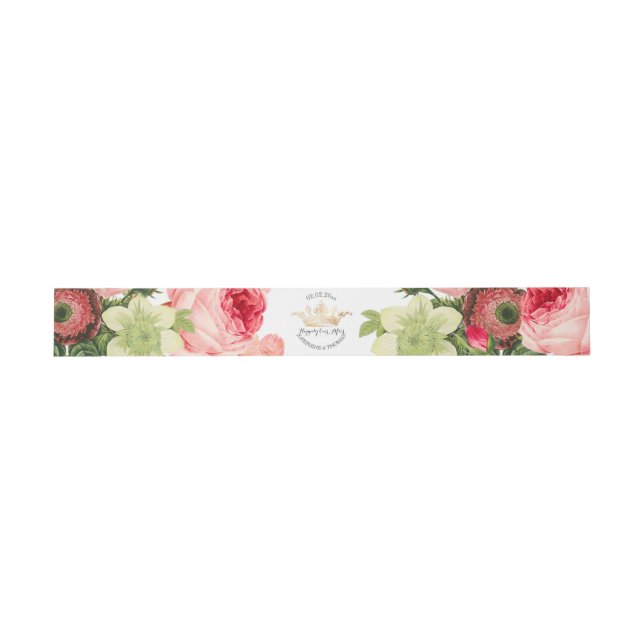 Bandeau De Faire-part PixDezines Rose Garden/Faux Gold Crown (Plat)