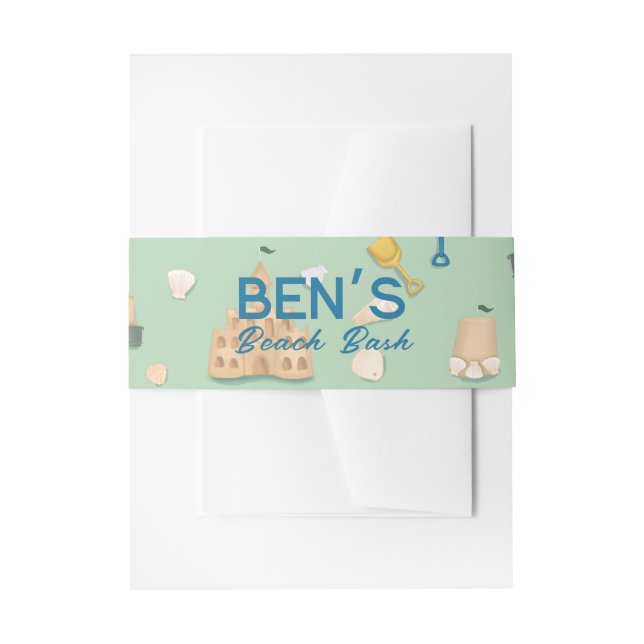 Bandeau De Faire-part Plage Anniversaire Bash Sand Castle Baby shower (Devant example)