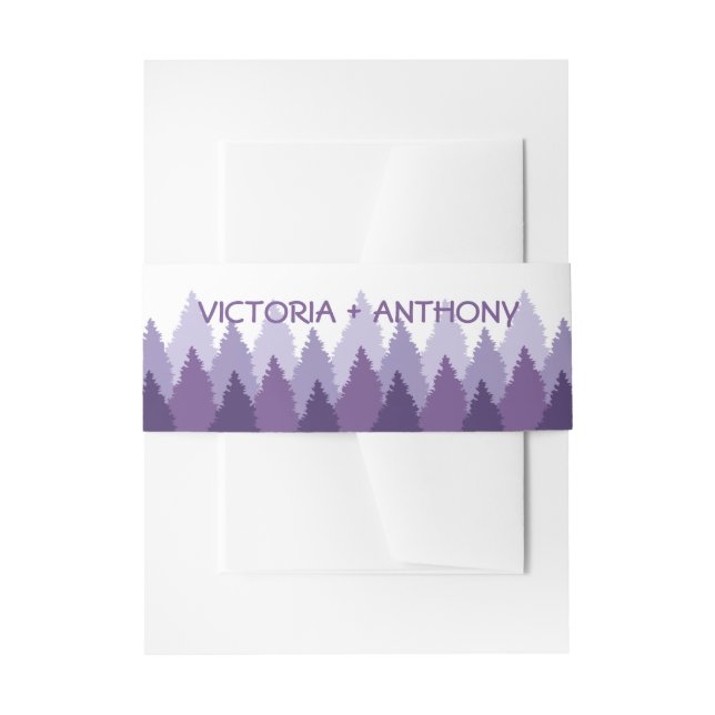 Bandeau De Faire-part Plage de forêt violet Mariage de bois (Devant example)