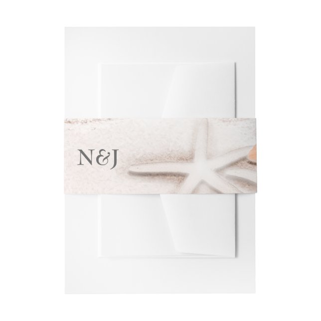 Bandeau De Faire-part Plage de sable blanc Starfish Bleu Océan Tropical (Devant example)