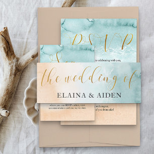 Bandeau De Faire-part Plage Ocean Shore Le Mariage de la calligraphie