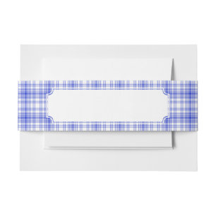 Bandeau De Faire-part Plaid blanc bleu 2