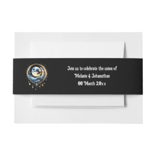 Bandeau De Faire-part Pleine lune étoile ciel céleste 3D chic